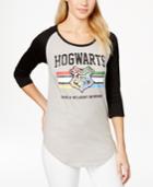 Bioworld Juniors' Harry Potter Hogwarts Graphic Baseball Tunic T-shirt