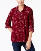 Style & Co Petite Textured Paisley-print Shirt, Created For Macy's