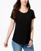 Style & Co Cuffed-sleeve Cotton T-shirt, Created For Macy's