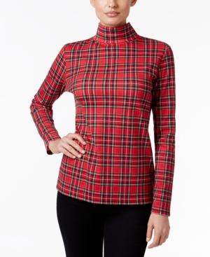 Karen Scott Petite Plaid Turtleneck Top, Only At Macy's