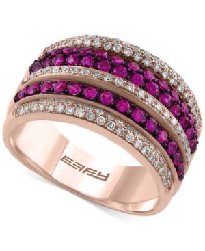 Effy Final Call Ruby (3/4 Ct. T.w.) And Diamond (3/8 Ct. T.w.) Multi-row Statement Ring In 14k Rose Gold