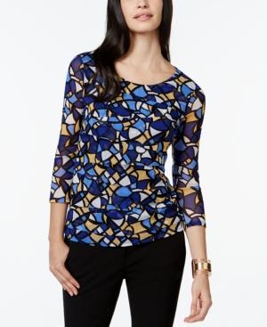 Alfani Multi-print Tiered-mesh Top, Only At Macy's
