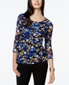 Alfani Multi-print Tiered-mesh Top, Only At Macy's