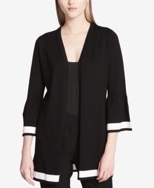 Calvin Klein Bell-sleeve Border-stripe Cardigan