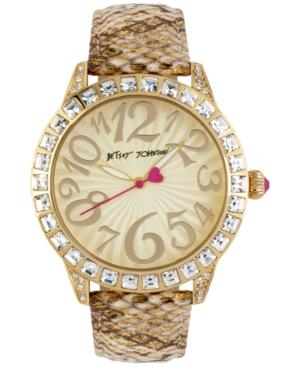 Betsey Johnson Women's Metallic Snakeskin Print Leather Strap Watch 42mm Bj00292-05