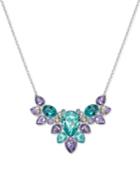 Swarovski Silver-tone Aqua And Purple Crystal Statement Necklace