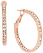 Hint Of Gold Crystal Inside Out Hoop Earrings In 14k Rose Gold-plated Metal
