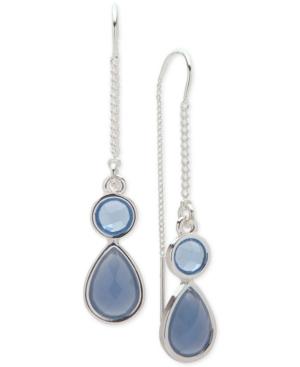 Nine West Silver-tone Blue Stone Ear Threader Earrings