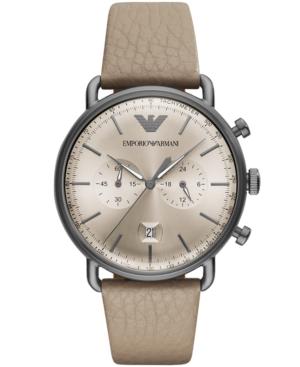Emporio Armani Men's Chronograph Taupe Leather Strap Watch 43mm