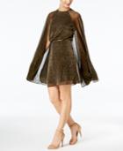 Calvin Klein Belted Metallic Cape Dress