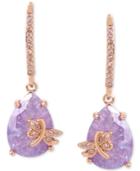 Betsey Johnson Rose Gold-tone Lavender Stone Dragonfly Drop Earrings