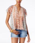 American Rag Short-sleeve Printed Blouse, Only At Macy's