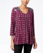 Style & Co. Printed Swing Blouse, Only At Macy's