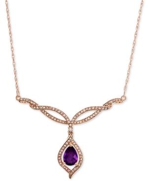 Amethyst (5/8 Ct. T.w.) & Diamond (1/3 Ct. T.w.) 17 Statement Necklace In 14k Rose Gold