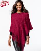 Inc International Concepts Patchwork Knit Fringe Poncho, Only At Macy's