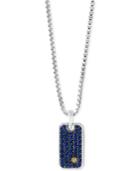 Effy Men's Sapphire Dog Tag Pendant Necklace (1-3/8 Ct. T.w.) In Sterling Silver And 18k Gold