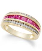 Sapphire (1-1/10 Ct. T.w.) & Diamond (1/6 Ct. T.w.) Ring In 14k Gold (also Emerald & Ruby)