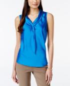 Tahari Asl Sleeveless Charmeuse Tie-neck Blouse