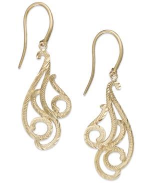 14k Gold Swirl Chandelier Earrings