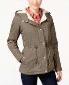 Collection B Juniors' Hooded Faux-sherpa-lined Anorak Coat