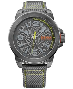 Hugo Boss Men's New York Gray Fabric Strap Watch 50mm 1513344