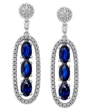 Sapphire (1-5/8 Ct. T.w.) And Diamond (1/5 Ct. T.w.) Oval Earrings In 14k White Gold