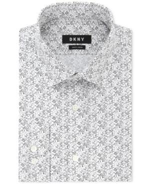 Dkny Men's Slim-fit Stretch Print Dress Shirt