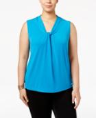 Calvin Klein Plus Size V-neck Knotted Top