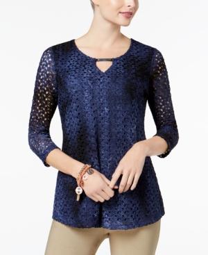 Jm Collection Tie-dye Crochet Lace Top, Created For Macy's