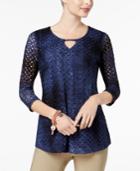 Jm Collection Tie-dye Crochet Lace Top, Created For Macy's