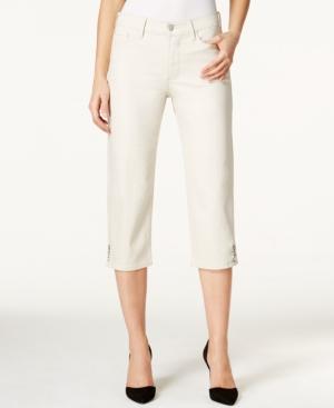 Nydj Ariel Cropped Rhinestone-button Clay Wash Jeans