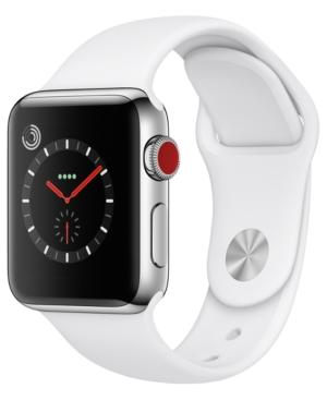 Apple Watch Series 3 (gps + Cellular), 38mm Stainless Steel Case With Soft White Sport Band