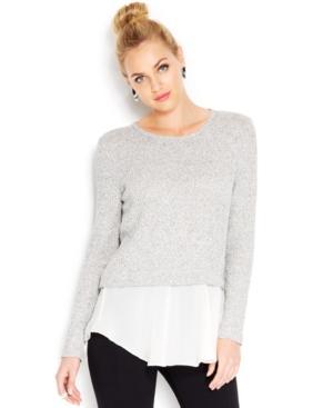 Bar Iii Long-sleeve Crew-neck Layered-look Top