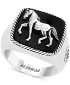 Effy Men's Onyx Horse Ring (16-1/2mm X 16-1/2mm) In Sterling Silver