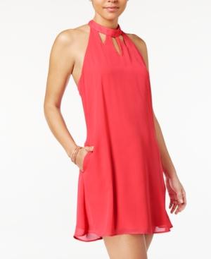 Speechless Juniors' Cutout Mock-neck Halter Dress