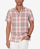 Nautica Men's Sail Yarn-dye Plaid Linen Blend Short-sleeve Shirt