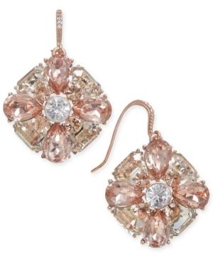 Charter Club Rose Gold-tone Multi-stone Floral Drop Earrings, Created For Macy's