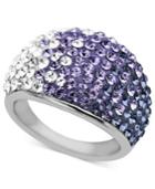 Kaleidoscope Sterling Silver Ring, Purple Crystal Dome Ring With Swarovski Elements