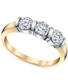 Diamond Three-stone Band (1 Ct. T.w.) In 14k Gold And White Gold