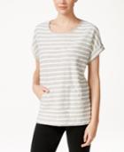 Style & Co. Striped Pouch-pocket T-shirt, Only At Macy's