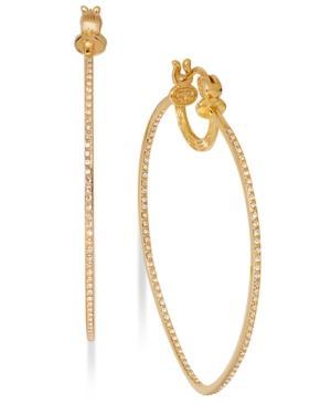 Sis By Simone I Smith 18k Gold Over Sterling Silver Earrings, Crystal In And Out Hoop Earrings