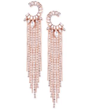Guess Rose Gold-tone Crystal C-hoop & Fringe Drop Earrings