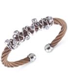 Charriol Women's Tango Bronze Pvd Stainless Steel With White Topaz Stones Cable Bangle Bracelet 04-25-1184-6l
