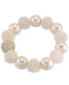 Carolee Gold-tone Imitation Pearl And Fireball Stretch Bracelet