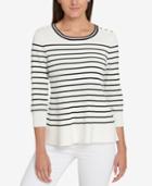Tommy Hilfiger Striped Peplum Sweater, Created For Macy's