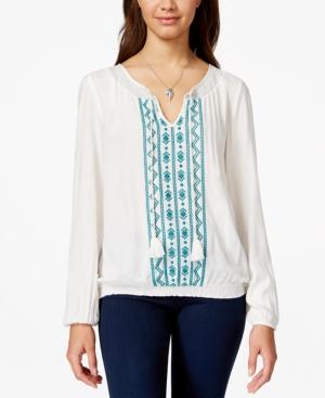 American Rag Embroidered Tassel Peasant Top, Only At Macy's