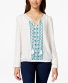 American Rag Embroidered Tassel Peasant Top, Only At Macy's