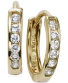 B. Brilliant Cubic Zirconia Small Hoop Earrings In 18k Gold Over Sterling Silver