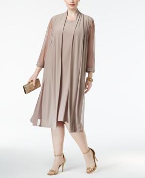 R & M Richards Plus Size Sheath Dress & Sheer-sleeve Glitter Jacket