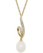 Freshwater Pearl (8mm) And Diamond Accent Pendant Necklace In 14k Gold